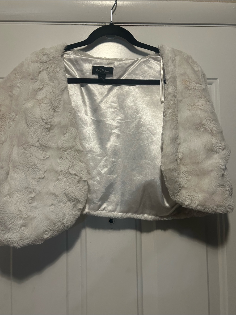 BCX White Faux Fur Shrug Bolero